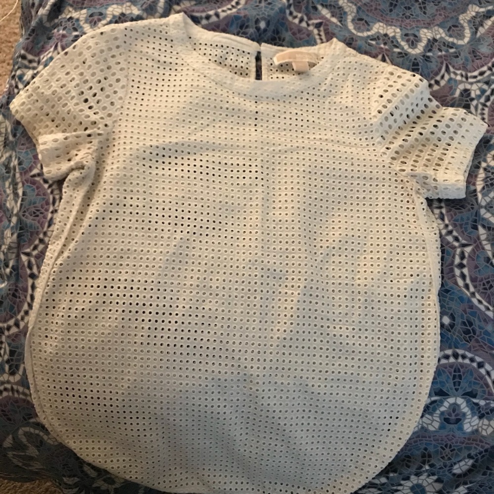 Michael Kor’s Short -sleeved white lace-like top